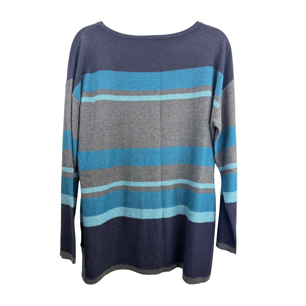 Talbots Womens Striped Boat Neck Long Sleeve Sweater Blue Gray Size L‎ - Picture 2 of 7